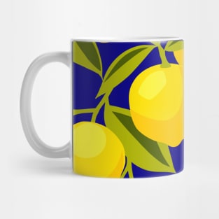 Lemons Pattern on Blue Mug